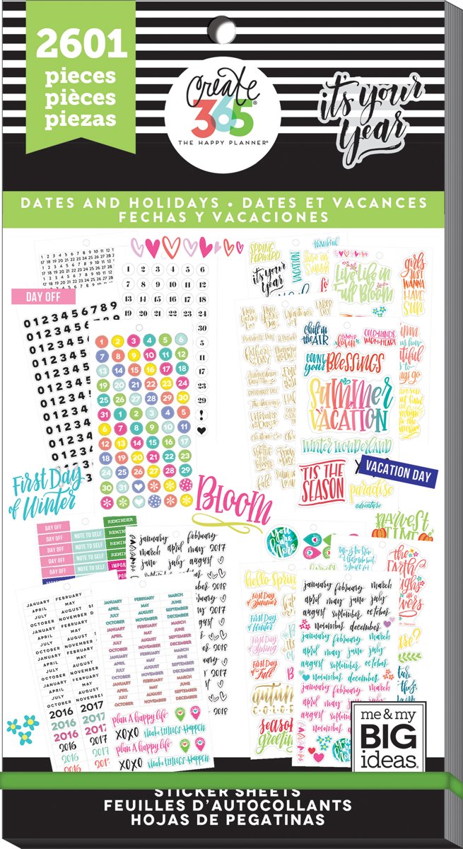 Me and My Big Ideas - Happy Planner Sticker Value Pack - Dates & Holidays - 2601Pieces