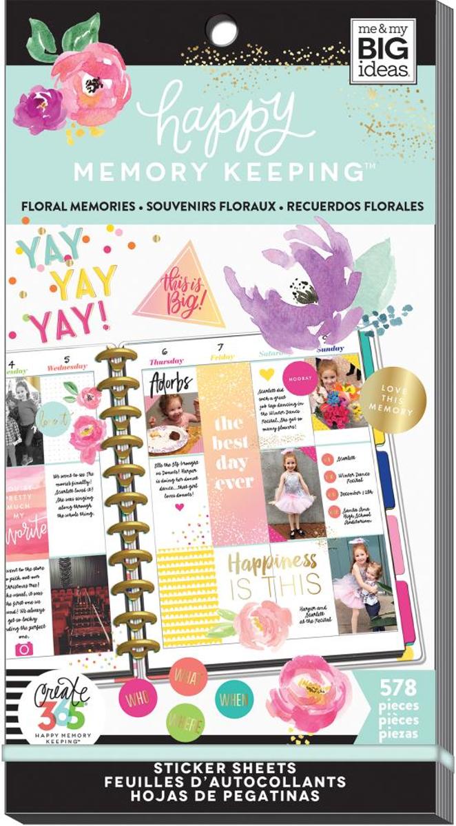 Me and My Big Ideas - Happy Planner Sticker Value Pack - Floral Memories - 578Pieces