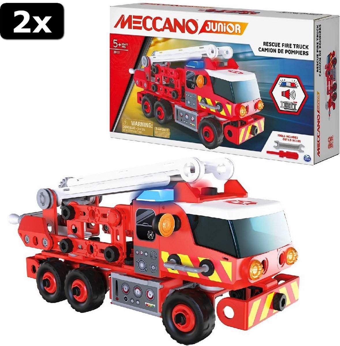 2x Meccano Junior Brandweerwagen