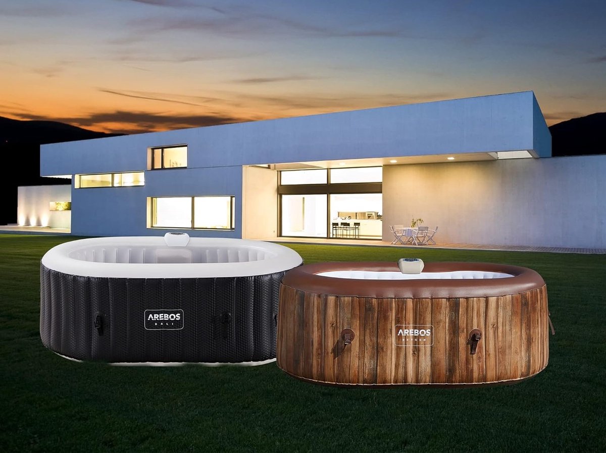 Luxe Opblaasbaar Bubbelbad voor 2 Personen – 550L Spa met 90 Luchtjets, LED Verlichting & Automatische Inflatie – Binnen & Buiten Jacuzzi met Verwarming tot 40°C – 190x120 cm