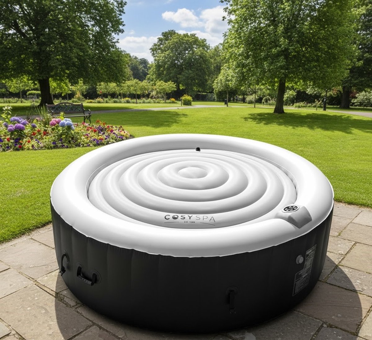 Energiebesparende Opblaasbare Jacuzzi Afdekking Ø160 cm – Premium Thermische Whirlpool Cover met Warmte-Isolatie, Regenbescherming & Snelle Inflatie – Grijs – Geschikt voor 6 Personen