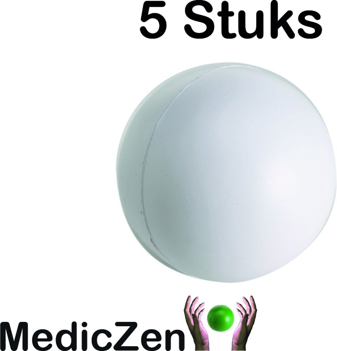 5 Stuks Stressbal Anti stress. Fysio. 6 cm Wit. Laat je frustratie los met de stressbal van MedicZen.