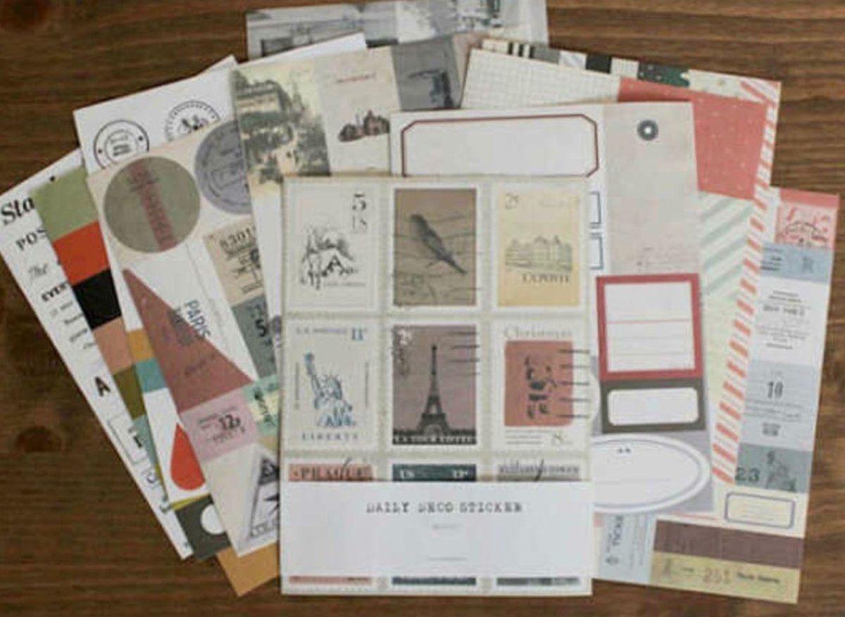 Daily Deco  set - Retro - set met 12 vellen stickers