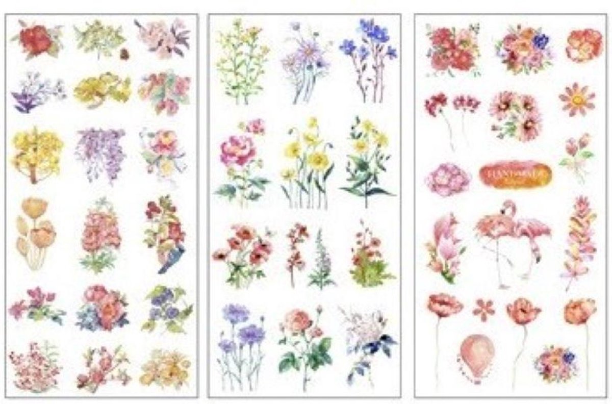 Stickerset Bloemen - 6 vellen - Flower Stickers