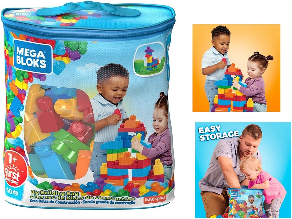 Mega Bloks Blokken First Builders - Blauwe zak - Fisher Price - 60-delig