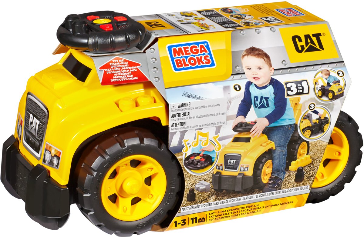 Mega Bloks CAT met Grijparm - Loopauto