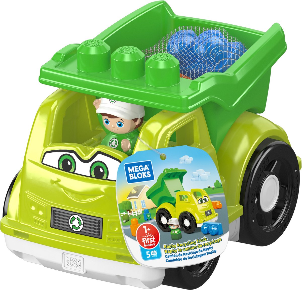 Mega Bloks Constructiespeelgoed Raphy Recyling Truck 6-delig