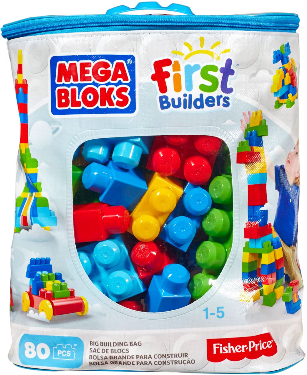 Mega Bloks First Builders 80 Maxi blokken met tas - Constructiespeelgoed