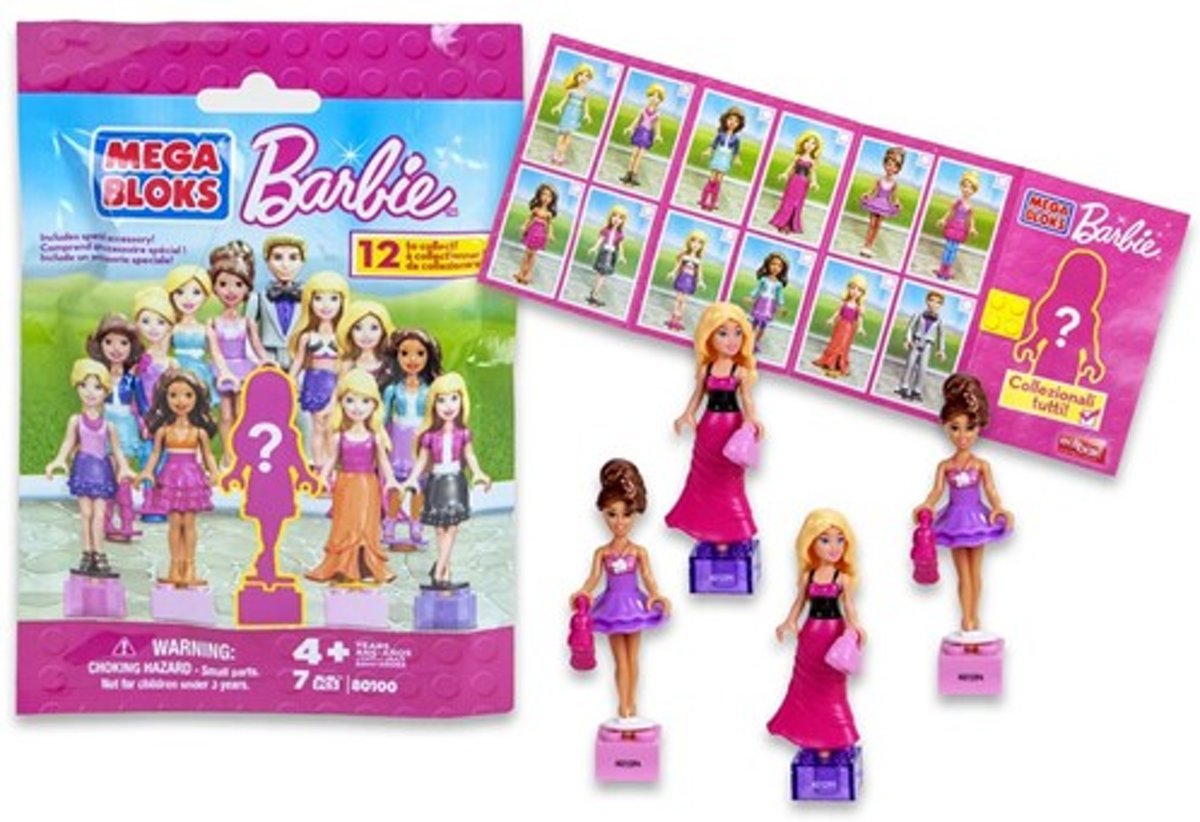 Setje van 2 Barbie MegaBloks blindbag met speelfiguurtje