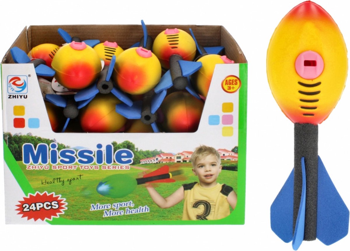 Mega Creative Stoere Schuim Raket - Kinderspeelgoed - Kleurrijk - 17cm