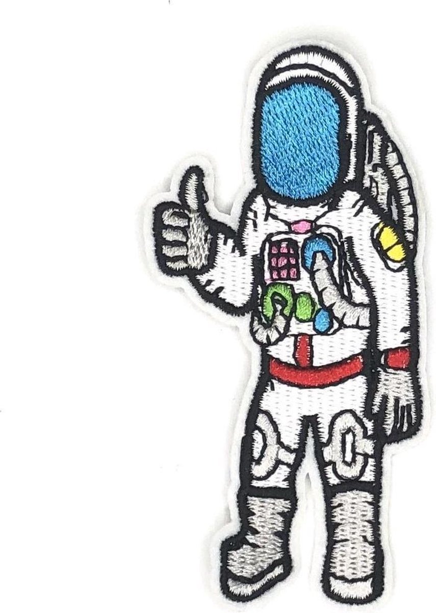 MegaMooi Astronaut Met Thumbs Up Strijk Patch 9,8 x 5 cm