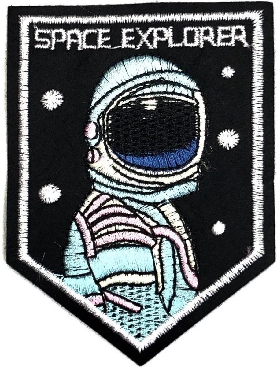 MegaMooi Astronaut Strijk Embleem Patch Met Space Explorer Tekst 9 x 6,7