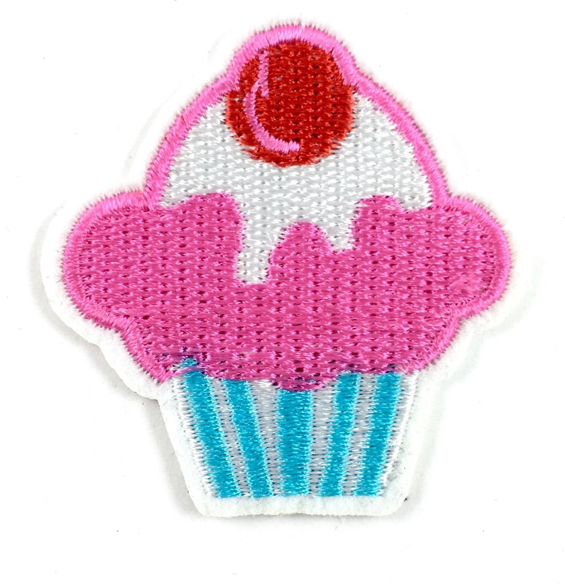 MegaMooi Cupcake Met Roze Glazuur En Kers Strijk Patch 5 x 5,2 cm