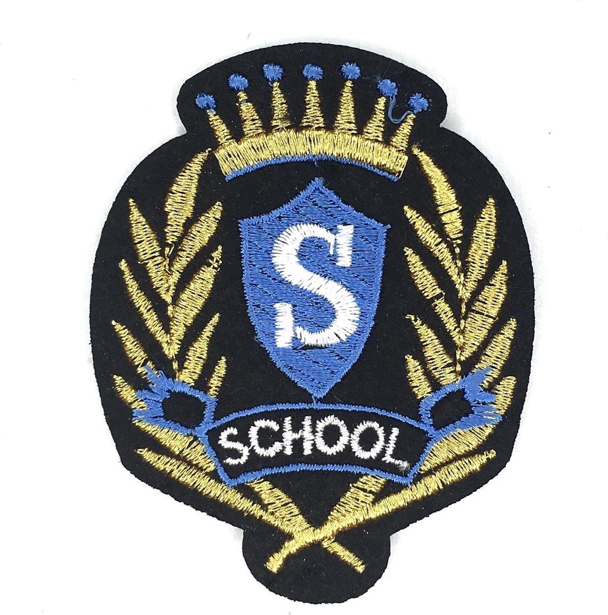 MegaMooi Embleem Patch Met Hoofdletter S En De Tekst School 7,5 x 6 cm