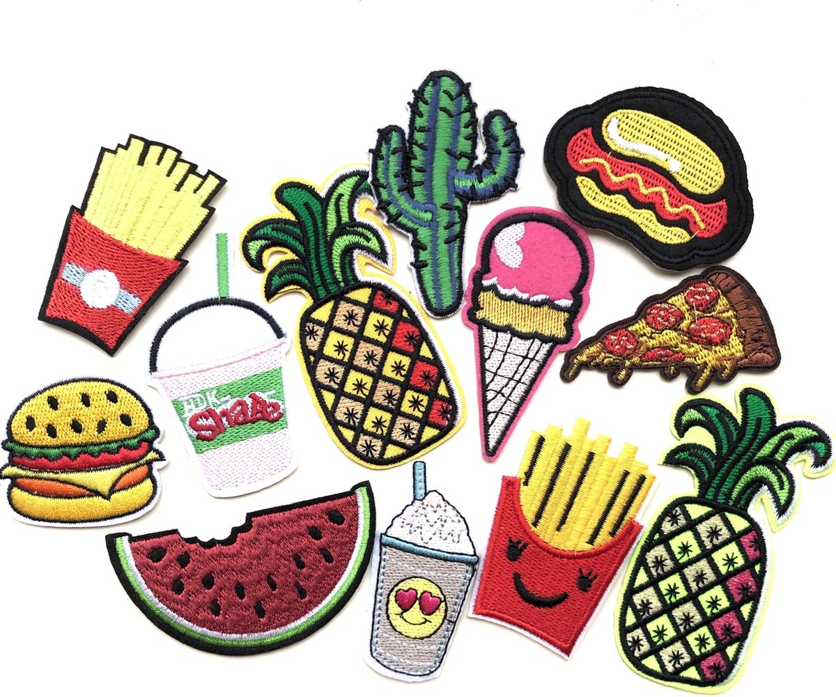 MegaMooi Fastfood Strijk Patch Set 12 patches