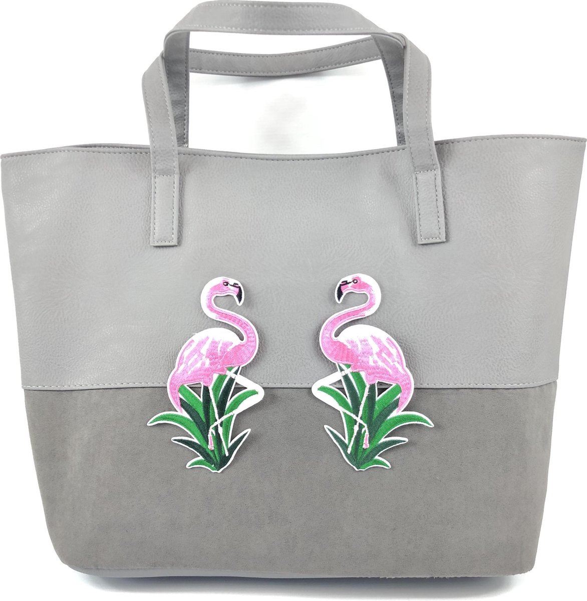 MegaMooi Fel Roze Flamingo Strijk XL Embleem Links en Rechts 14 x 9 cm Links