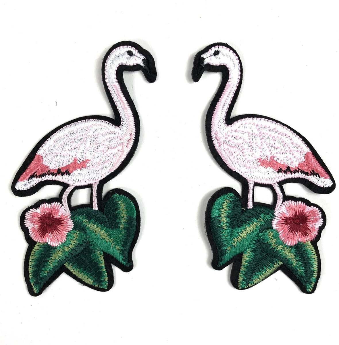 MegaMooi Flamingo Met Blad En Bloem XL Patch Links en Rechts 17,5 x 10 cm L+R