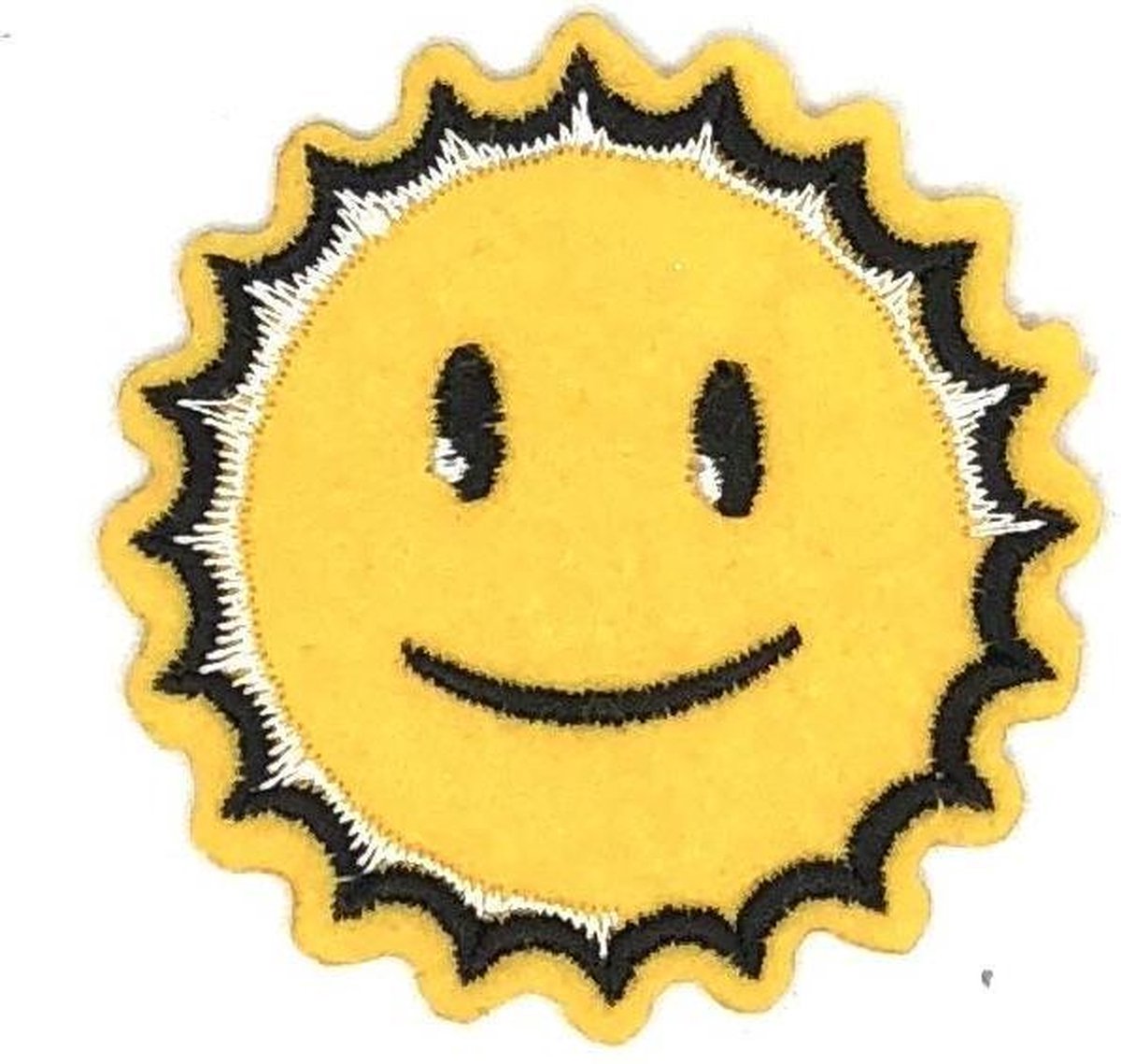 MegaMooi Gele Smiley Zon Strijk Patch dia 7 cm