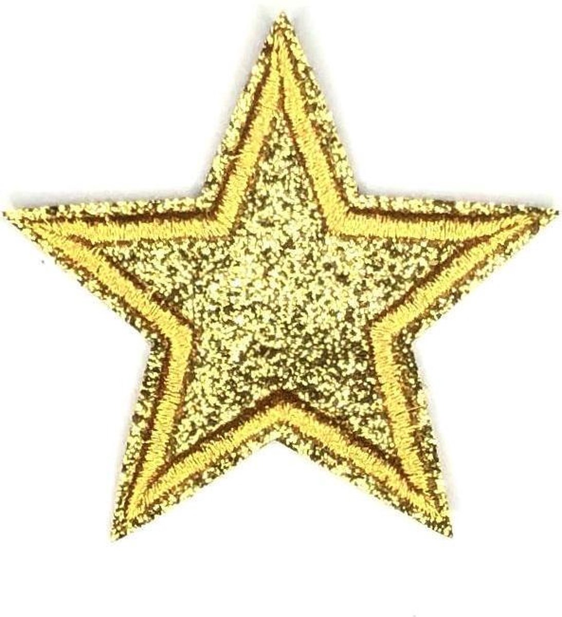 MegaMooi Goud Kleurige Glitter Ster Rand Strijk Patch 6,5 x 6,5 cm