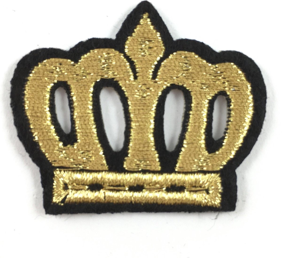 MegaMooi Goud Kleurige geborduurde Kroon Strijk Patch 4 ,6 x 4 cm