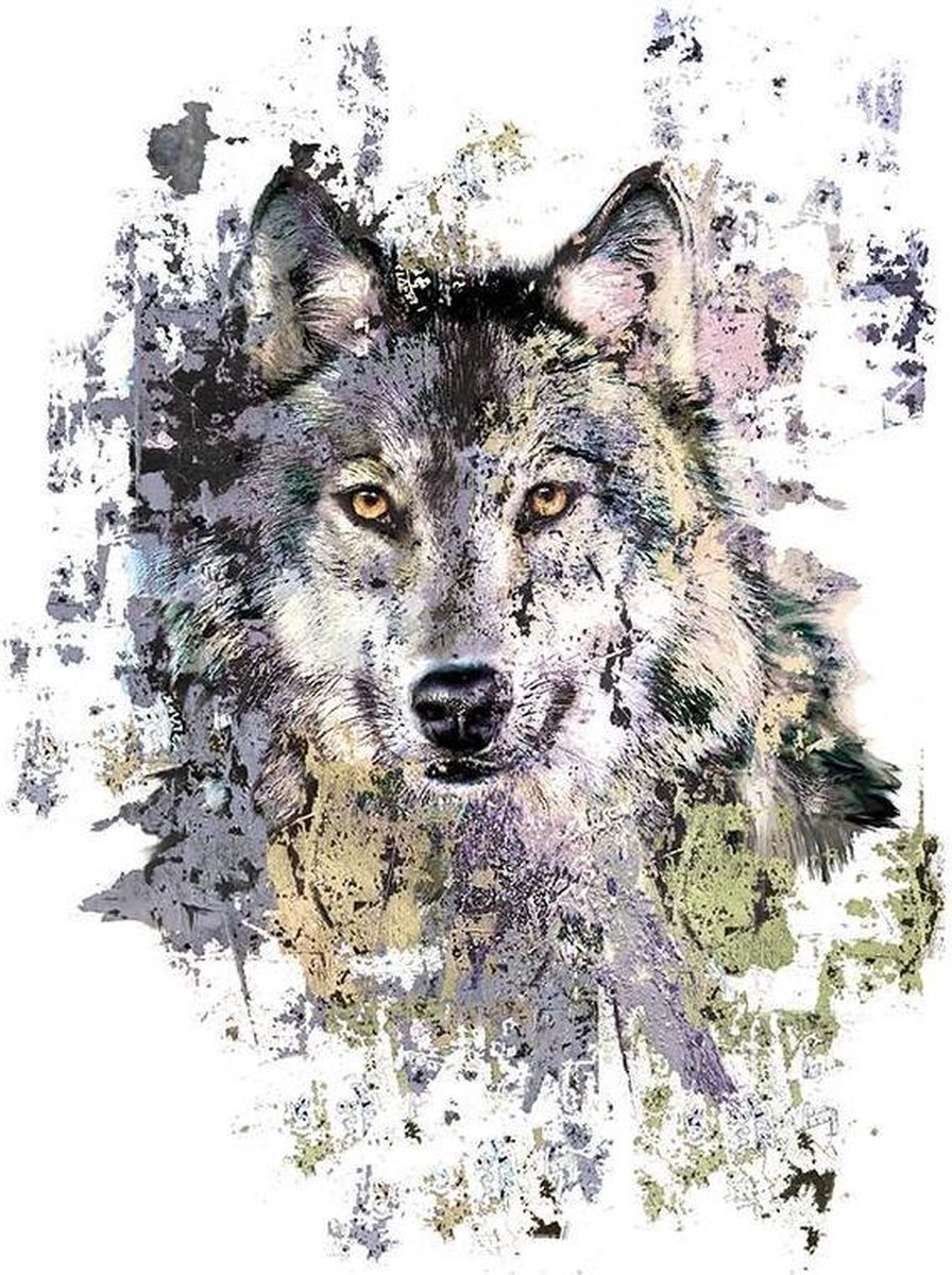 MegaMooi Grijze Wolf Strijk Applicatie 28 x 20,5 cm