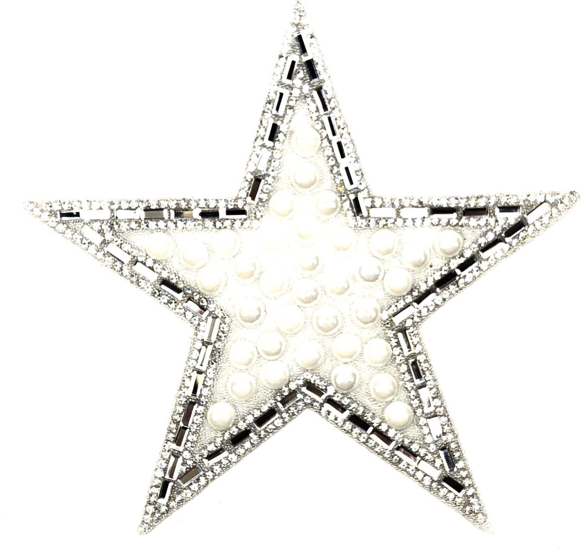 MegaMooi Grote Witte Strass Ster Patch 14,5 x 14,5 cm