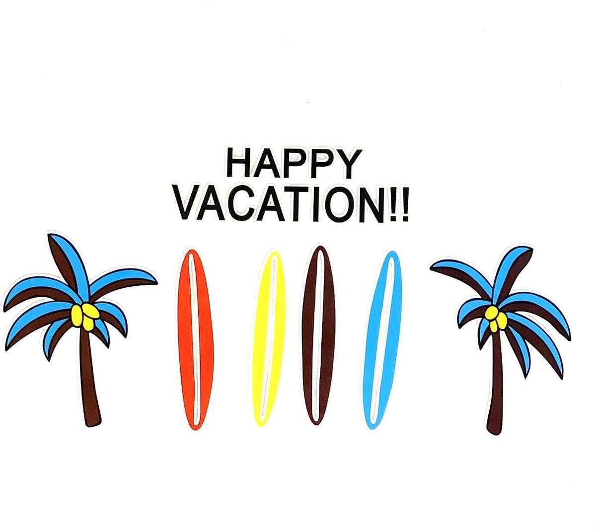 MegaMooi Happy Vacation Tekst Strijk Applicatie 21,5 x 11,5 cm