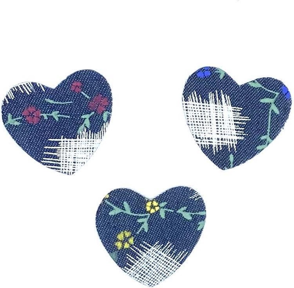 MegaMooi Hartvormige Denim Spijkerstof Strijk Patches 4,2 x 4 cm Blauw