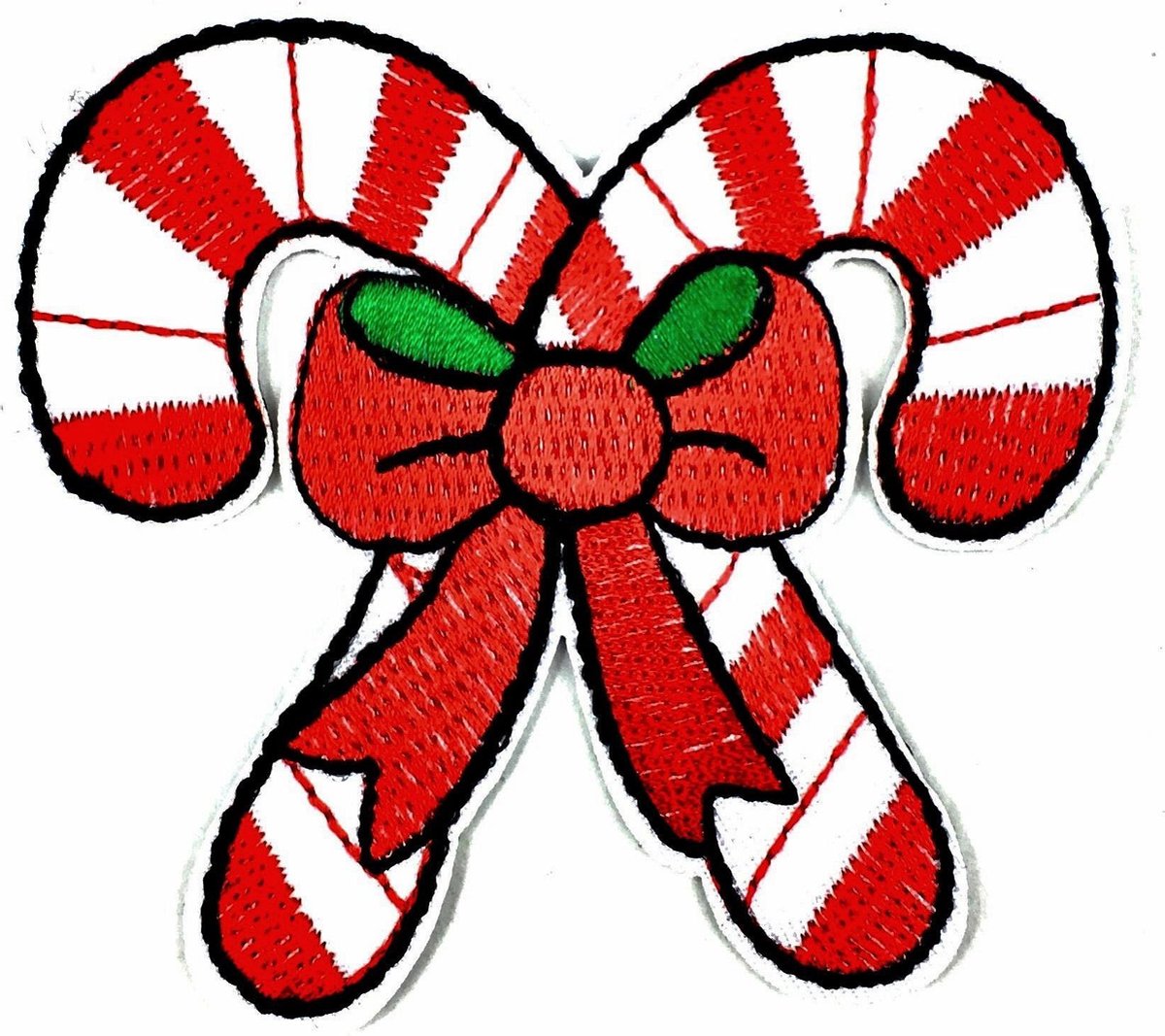 MegaMooi Kerst Candy Cane Zuurstok Patch Met Strik 8 x 7,3 cm