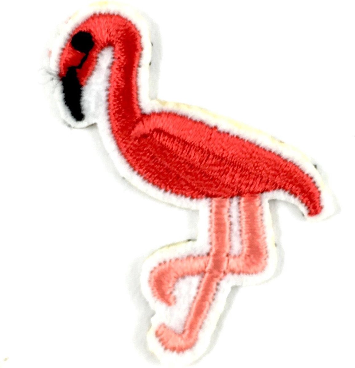 MegaMooi Kleine Donker Roze Flamingo Op 1 Poot Strijk Patch 4 x 4,5 cm