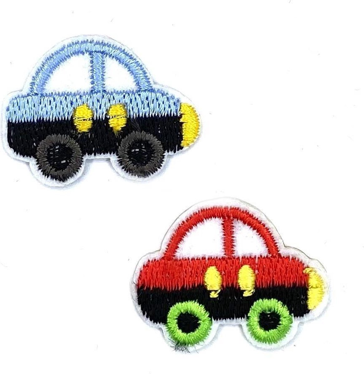 MegaMooi Kleine Rode En Blauwe Auto Strijk Embleem Patch 3,2 x 2,5 cm Lichtblauw