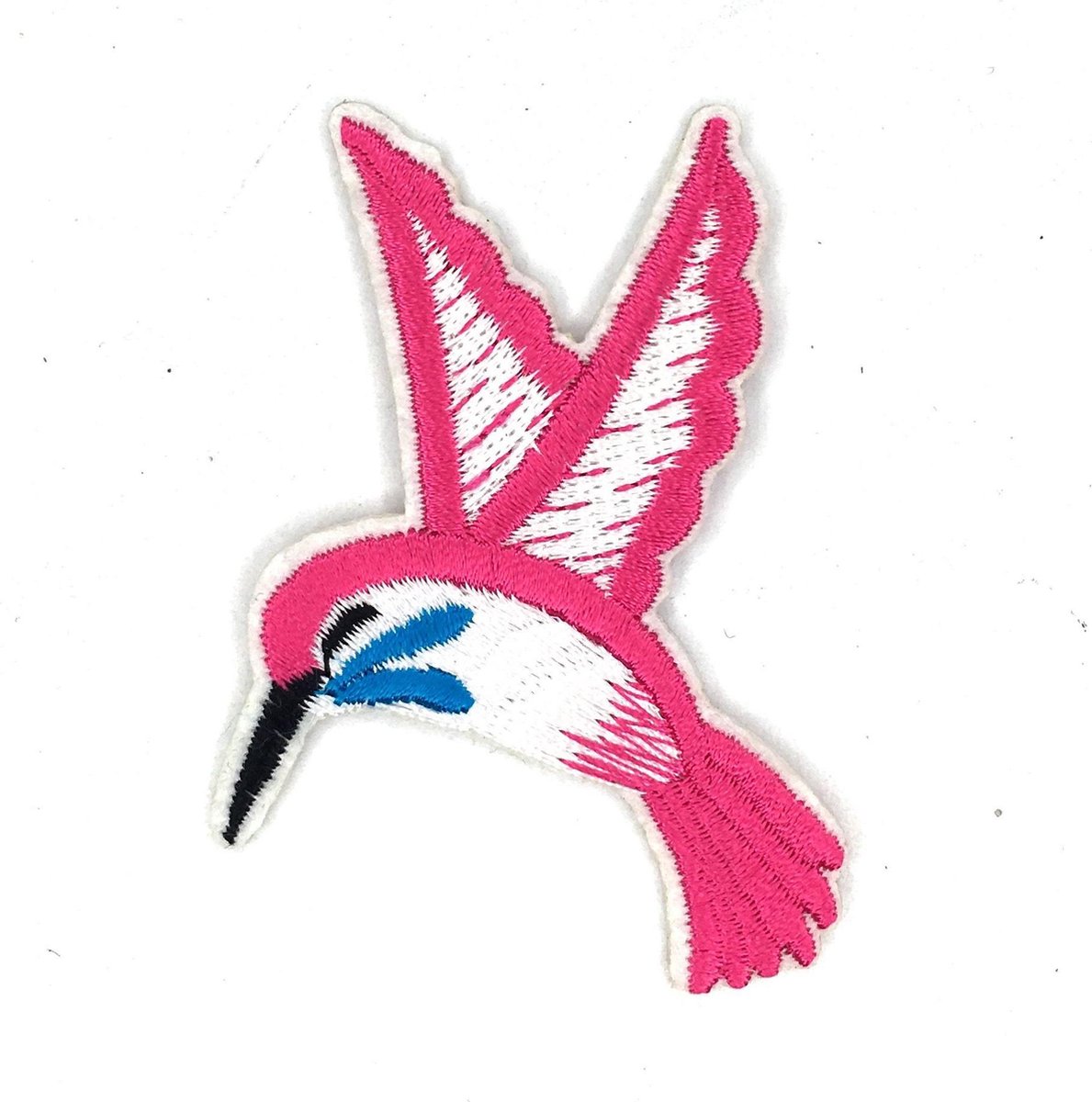 MegaMooi Kleine Roze Kolibrie Vogel Strijk Embleem Patch 7,7 x 6 cm