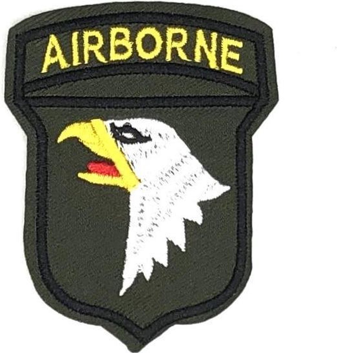 MegaMooi Legergroen Airborne Tekst Embleem Met Adelaar Strijk Patch 8,3 x 6,7 cm