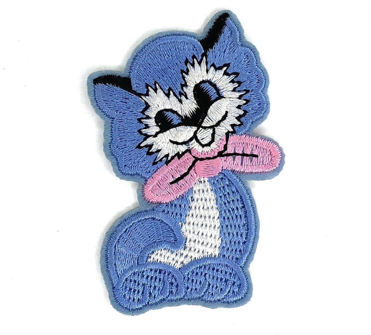 MegaMooi Licht Blauwe Poes Patch 7 x 4,7 cm