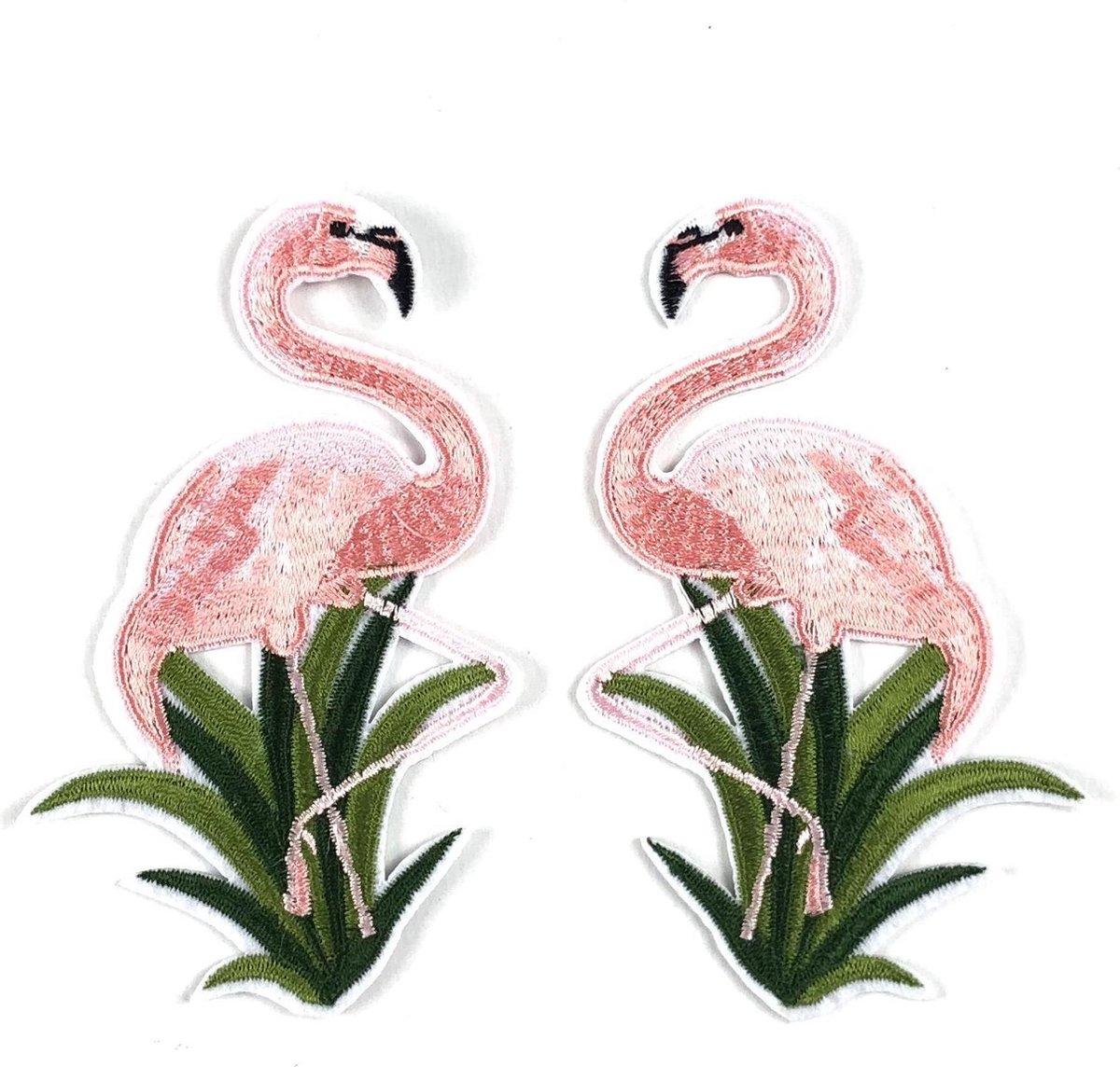 MegaMooi Licht Roze Flamingo Strijk Embleem Links en Rechts 10,8 x 6,7 cm Rechts