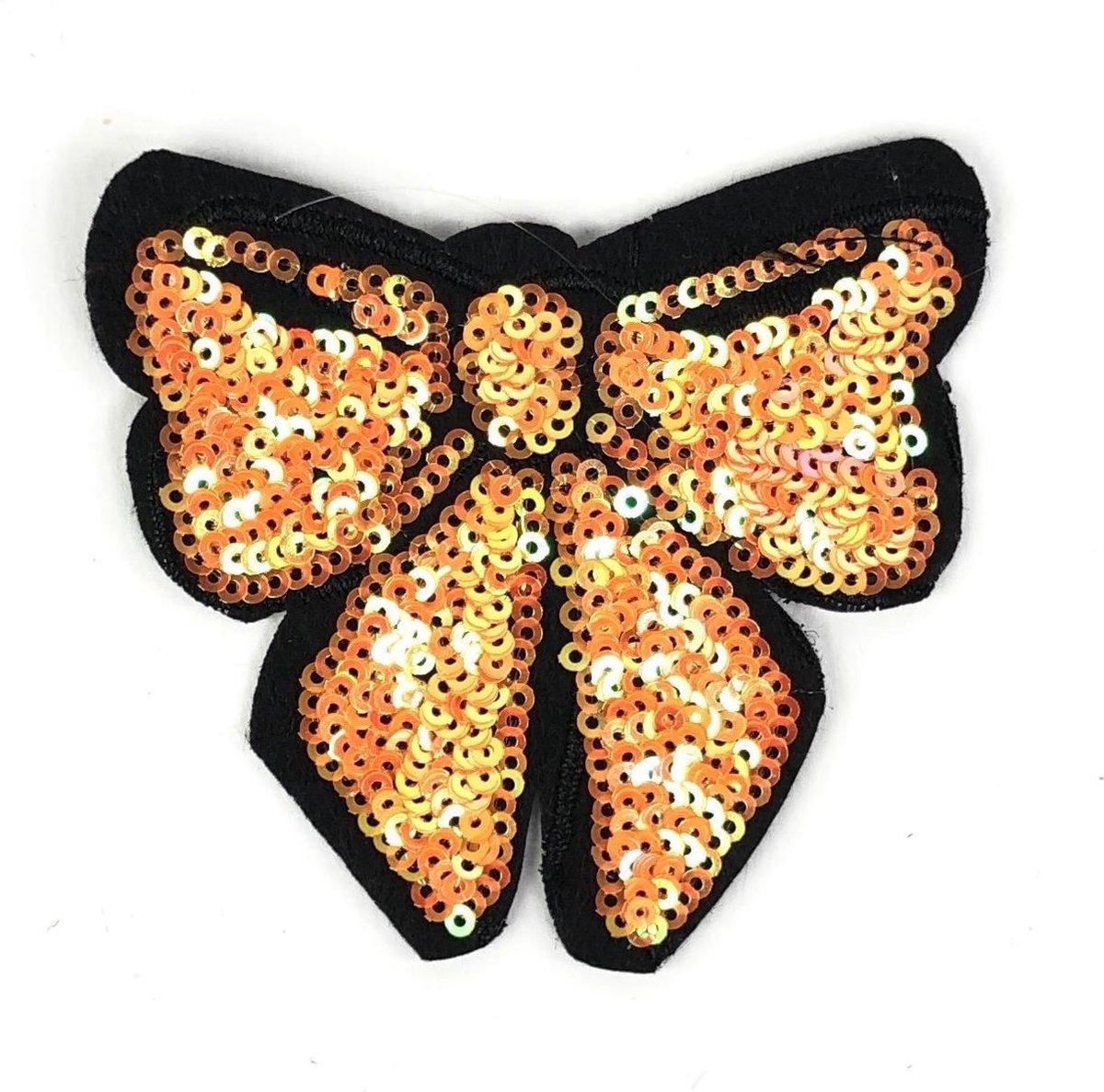 MegaMooi Oranje Glitter Paillette Strijk Strik Patch 7,5 x 8,5 cm oranje