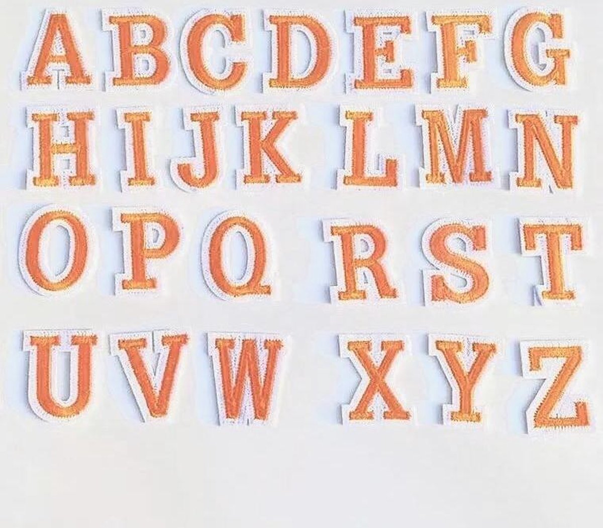 MegaMooi Oranje Witte Alfabet Letter A Tot En Met Z Strijk Embleem Patches 4,5 x 3,5 cm / Letter A