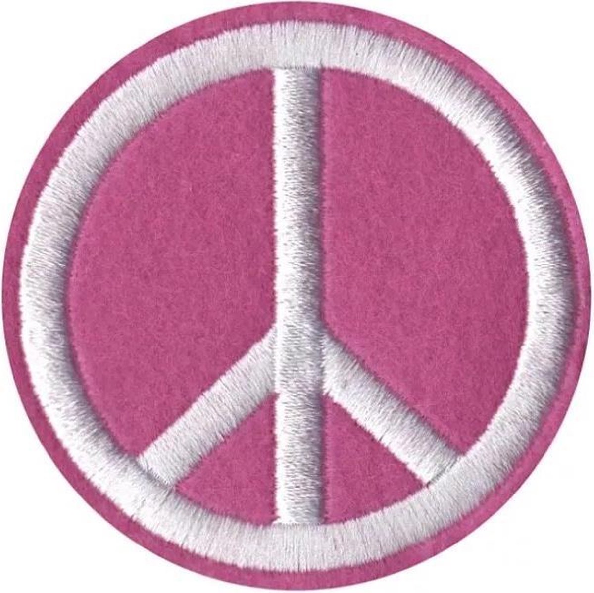 MegaMooi Rond Roze Peace Teken Strijk Embleem Patch 6 cm diameter