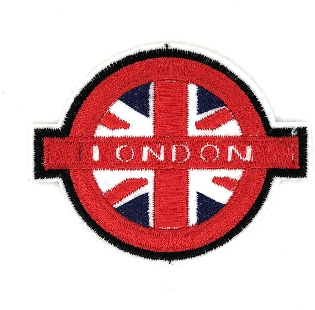 MegaMooi Ronde Britse Engelse Vlag Patch Met Tekst London 8 x 6,5 cm