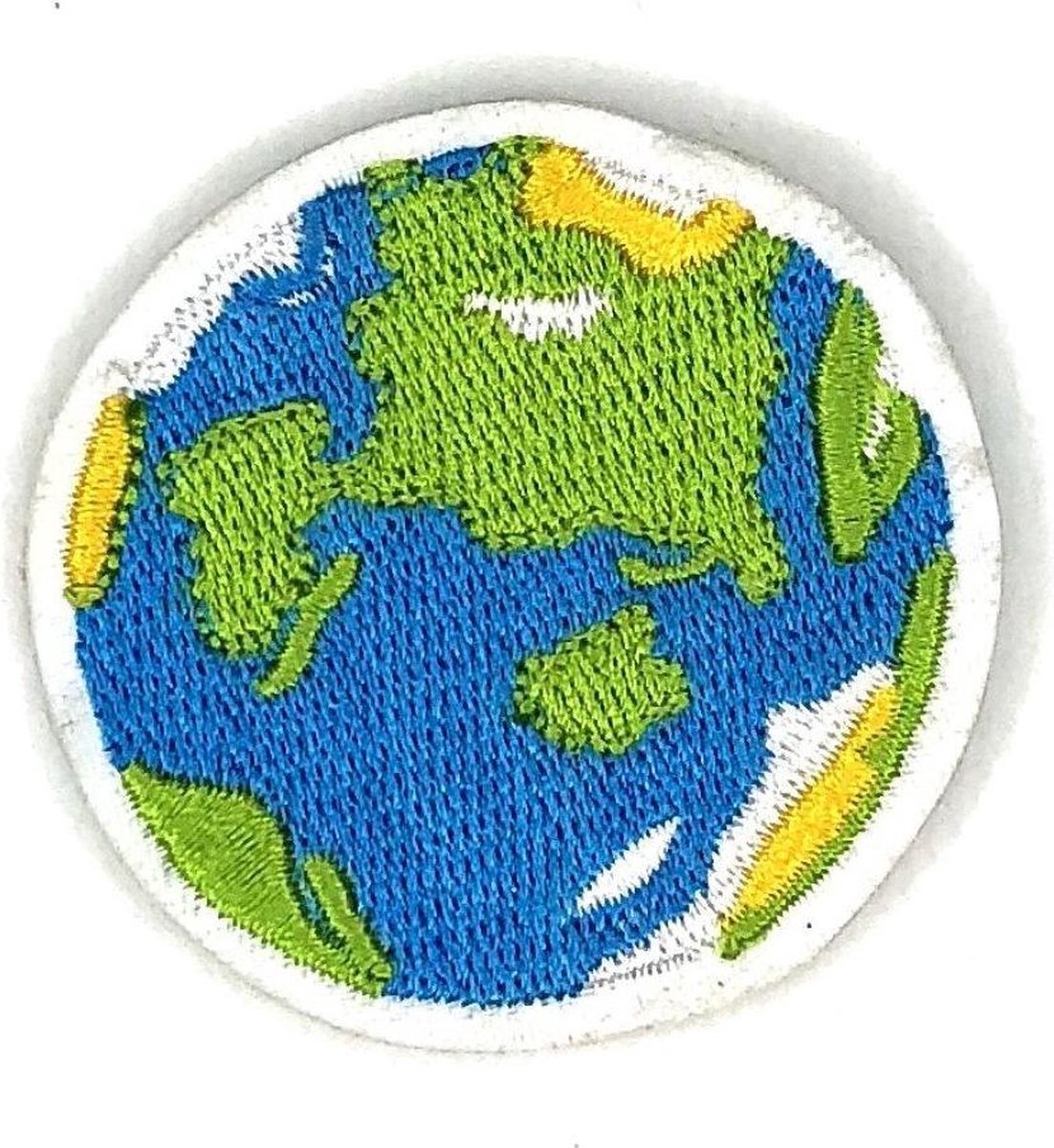 MegaMooi Ronde Strijk Patch Van Planeet Aarde 5 cm diameter