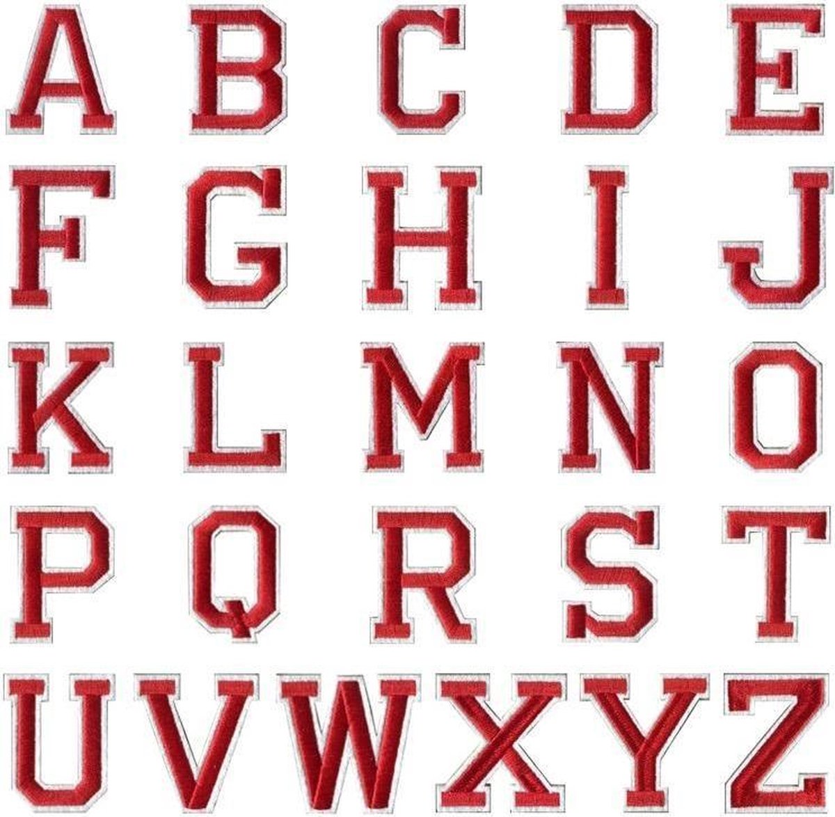 MegaMooi Rood Witte Alfabet Strijk Letter Patches A Tot En Met Z 5,1 x 4 cm / Letter B