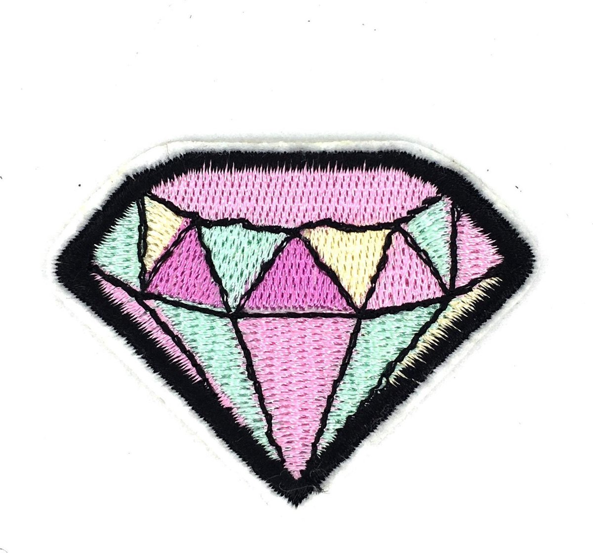 MegaMooi Roze Groen Gele Diamant Patch 6,2 x 4,8 cm