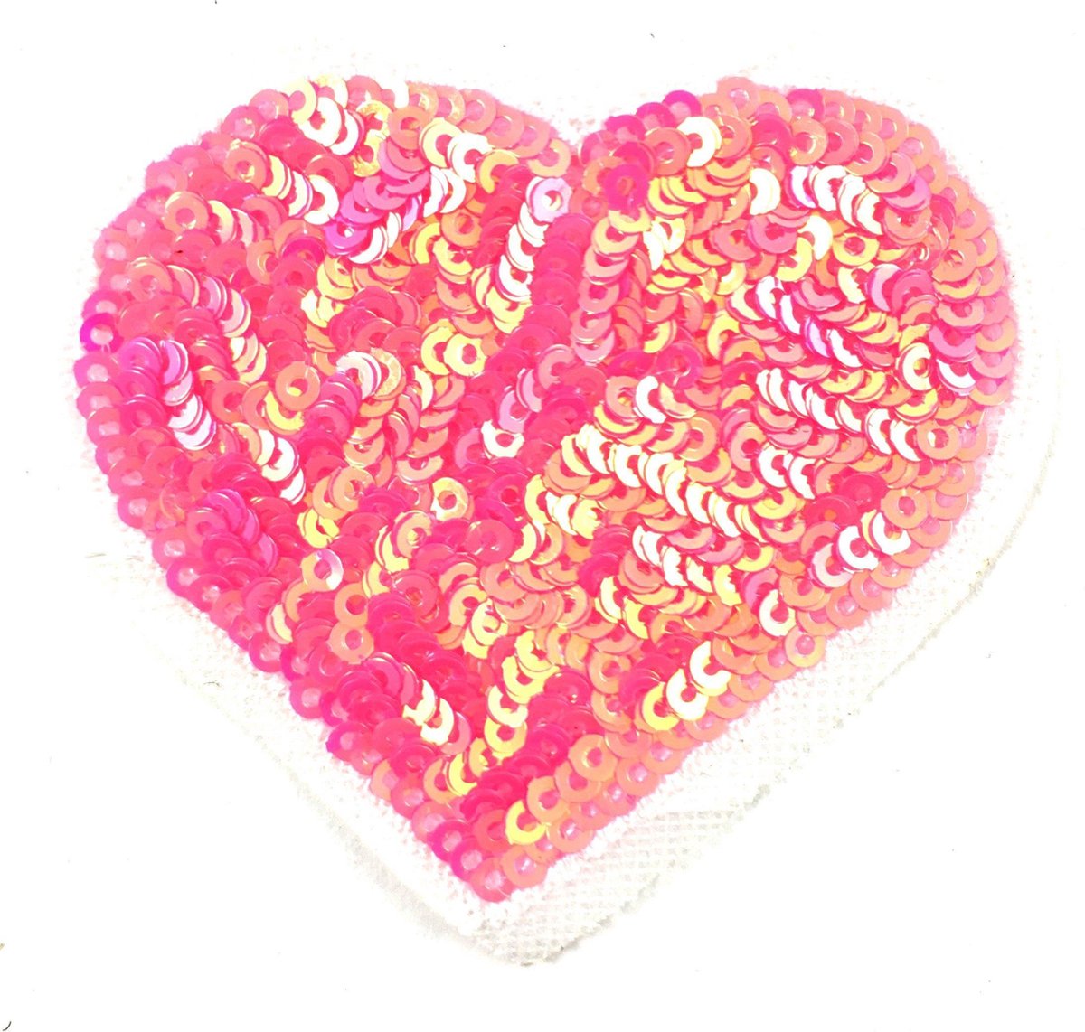 MegaMooi Roze Paillette Hart Strijk Embleem Patch 6,5 x 6 cm