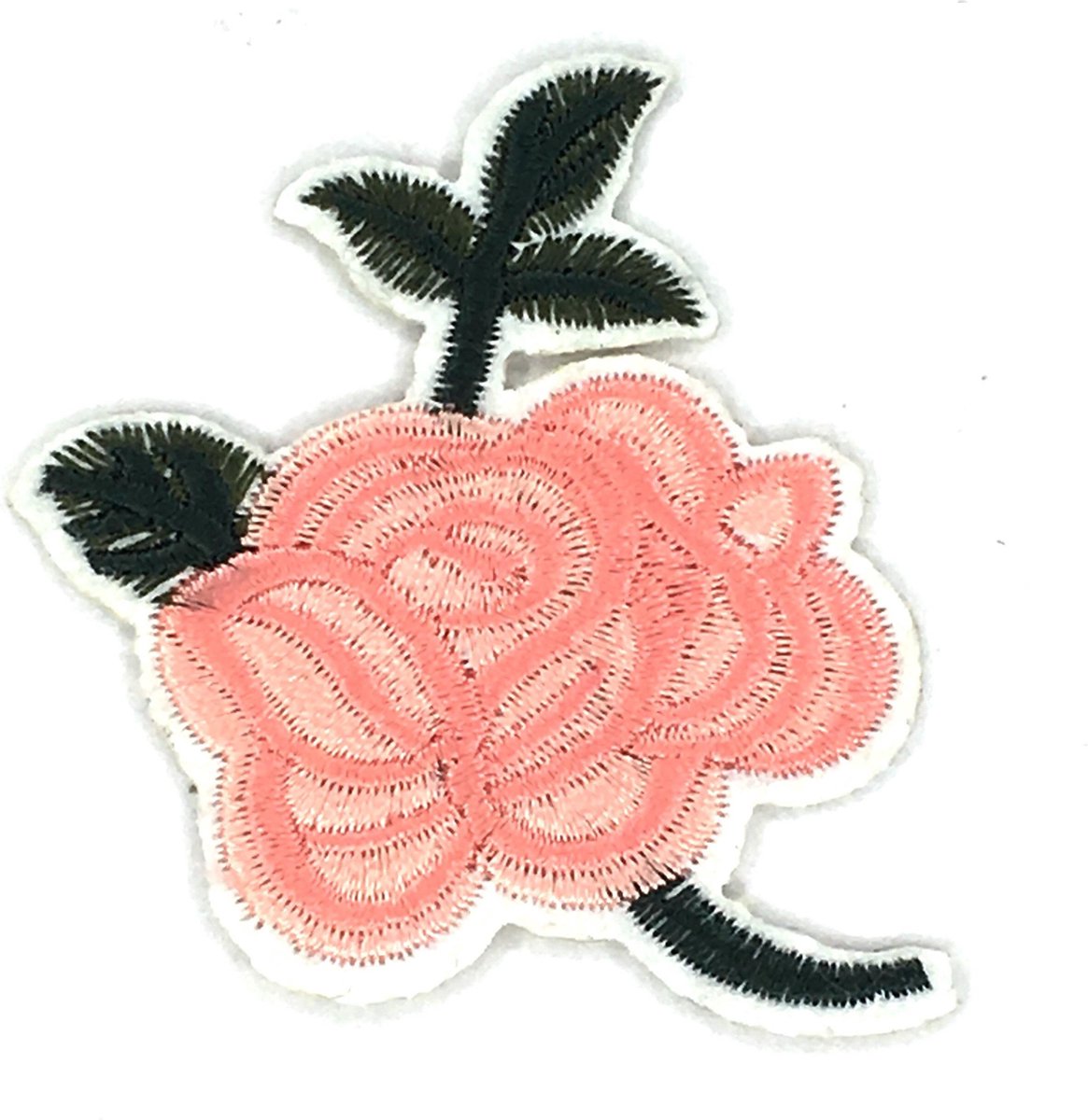 MegaMooi Roze Roos Op Tak Strijk Embleem Patch 5,7 x 6,8 cm