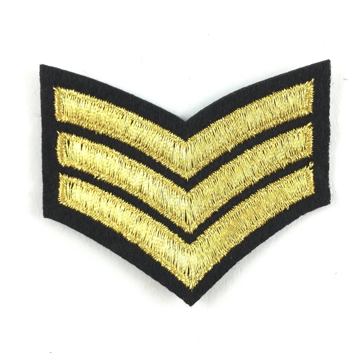 MegaMooi Sergeant Navy Rang Embleem Strijk Patch Met Drie Goud Kleurige Strepen 6 x 6,5 cm