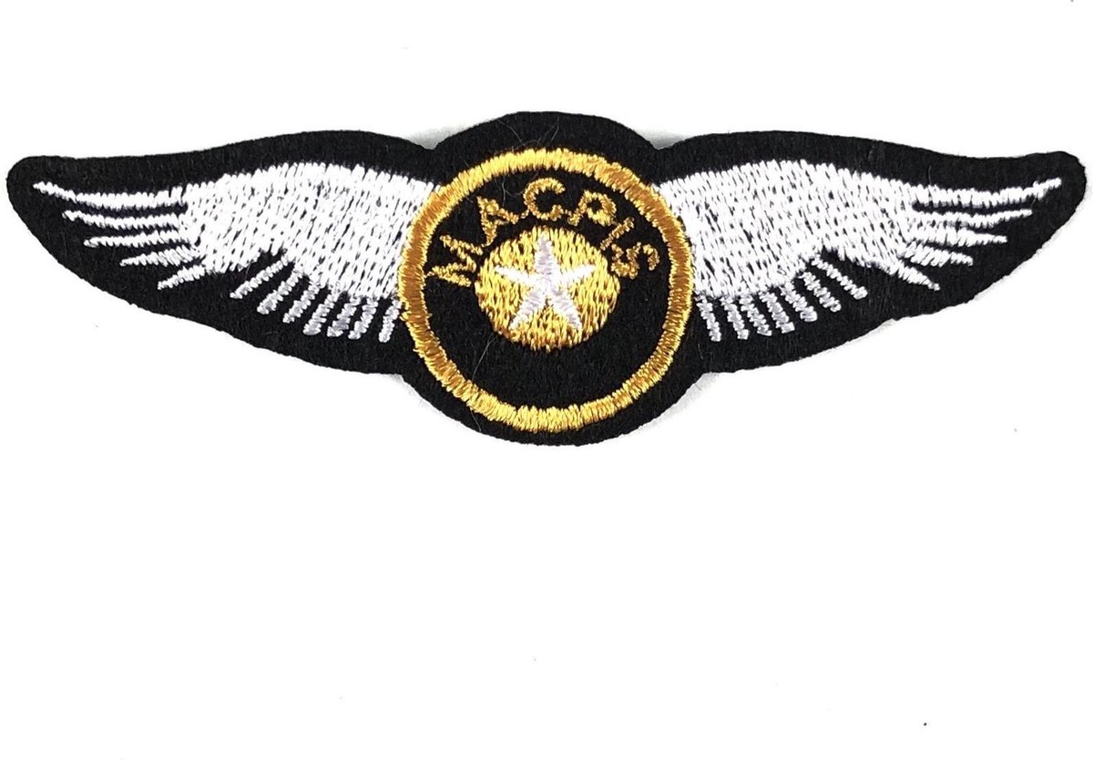 MegaMooi Strijk Patch Van Airforce Aviator Wings Met MACPIS Tekst 9,7 x 3,2 cm