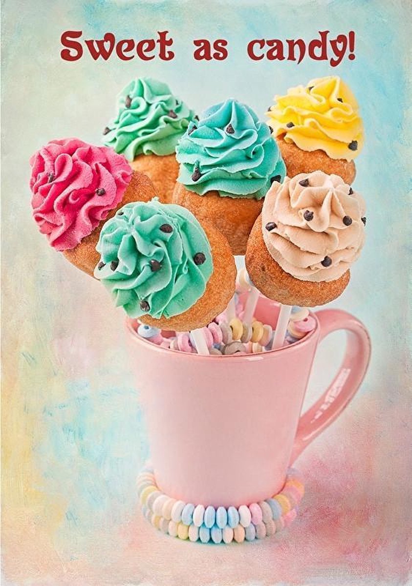 MegaMooi Sweet As Candy Cupcake Lolly Applicatie L - 10,9 x 15,7 cm