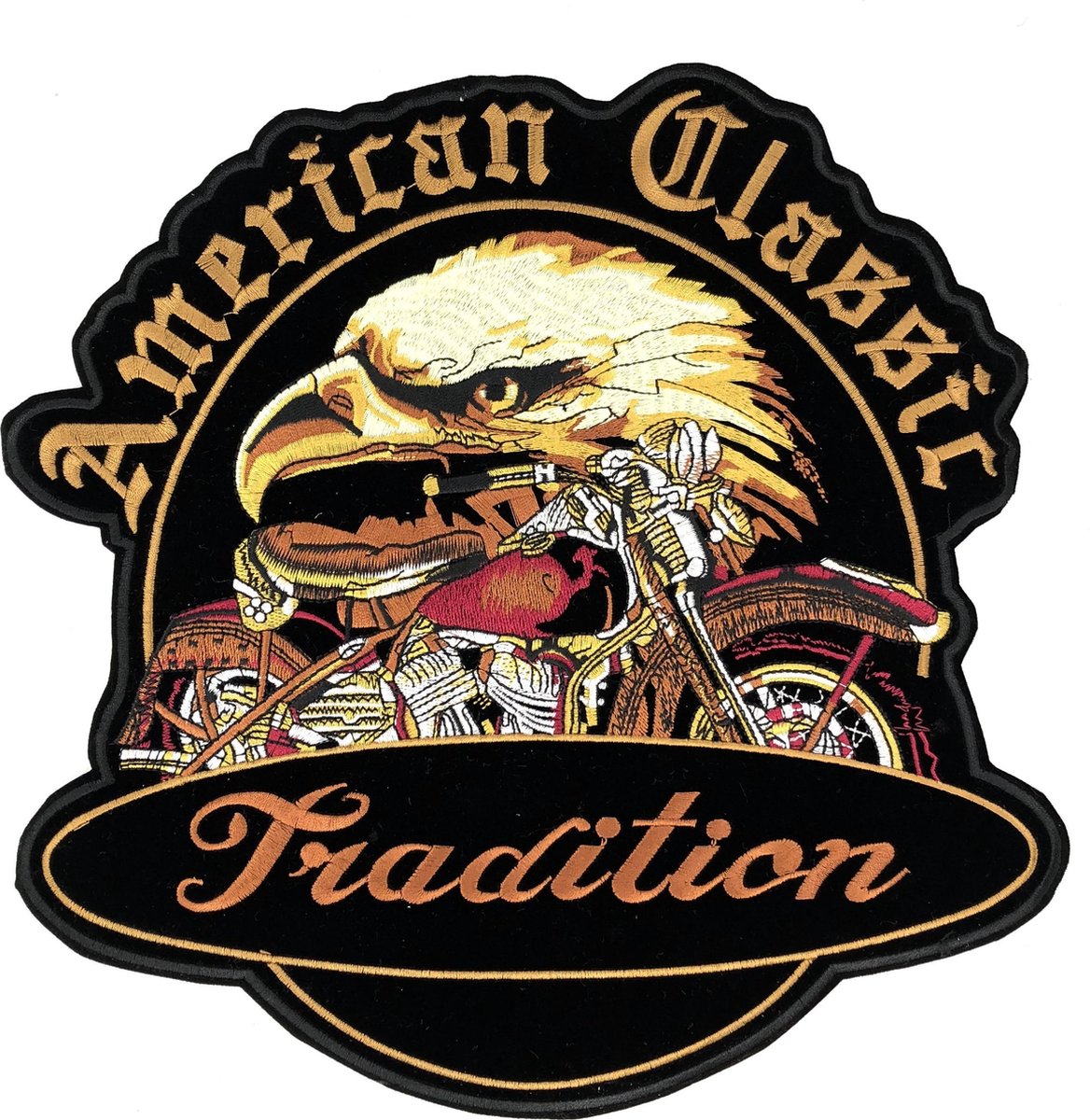 MegaMooi Tradition American Classic Biker XXL Strijk Patch 28,5 x 28 ,5 cm