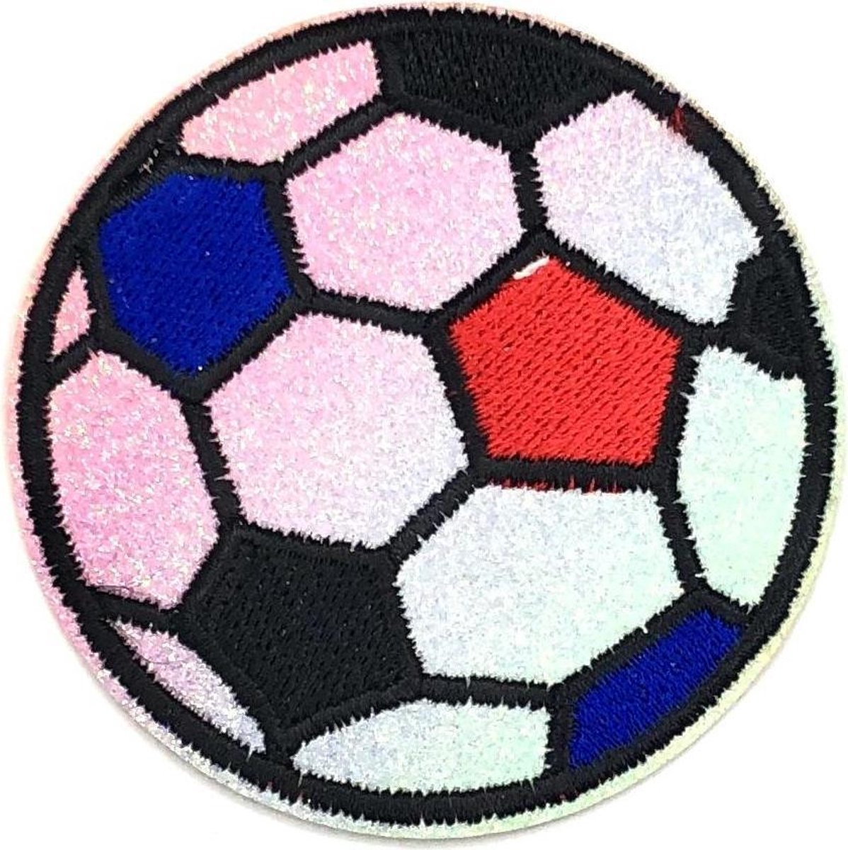 MegaMooi Voetbal Glitter Strijk Patch Diameter 6,8 cm