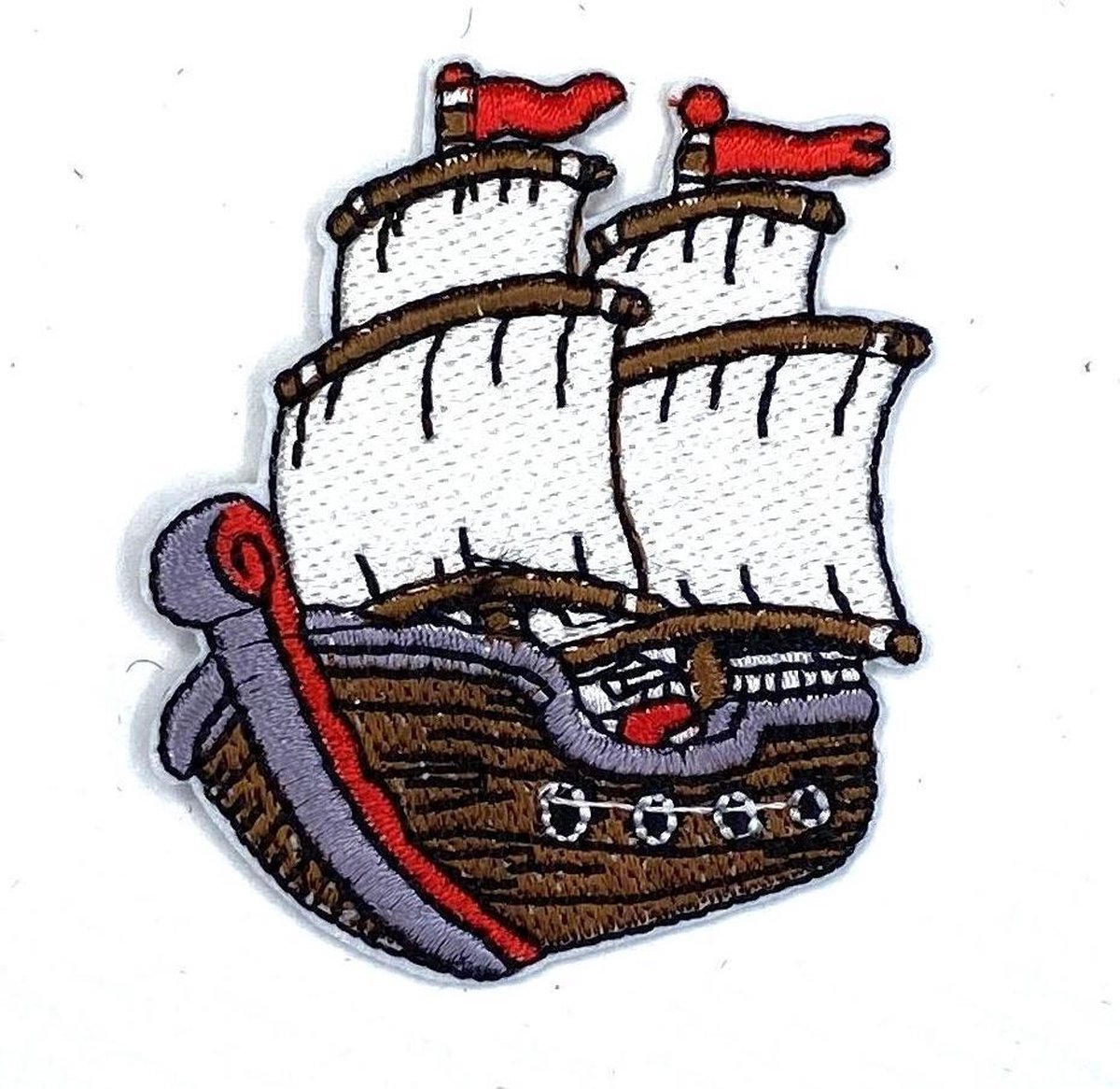 MegaMooi Zeilboot Schip Embleem Strijk Patch 5,9 x 5,5 cm